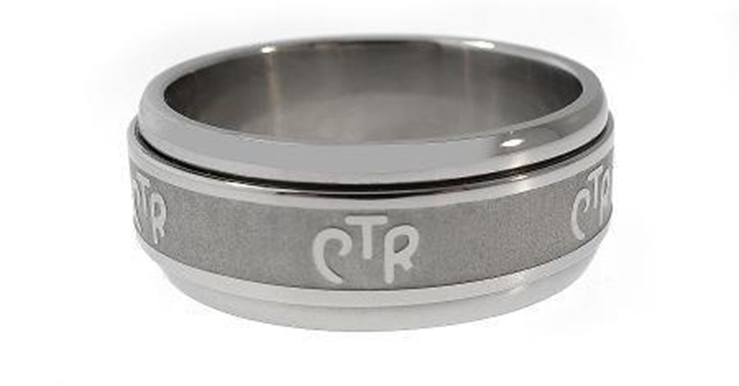 J38F CTR Ring Spinner Wide Shiny Stainless Steel One Moment In Time