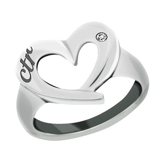 J149 CTR RING Stainless Steel CTR Love Heart