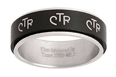 J38B Wide Antique Black Stainless Steel Spinner CTR Ring 