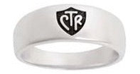J57 CTR Band  Sterling Silver 7mm Black  CTR Ring