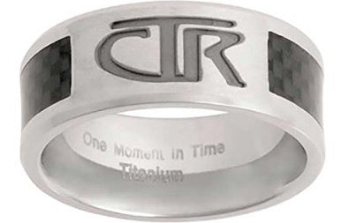 J113 Mormon LDS Unisex CTR Ring Titanium Carbon Fiber Size 8-13 One Moment  In Time